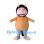 Monster Mascot Costume with Black Hair Horns and Orange Striped Shirt