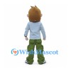 Boy Mascot Costume with Gray Jacket and Green Pants