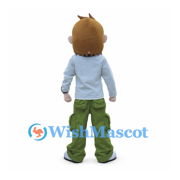 Boy Mascot Costume with Gray Jacket and Green Pants