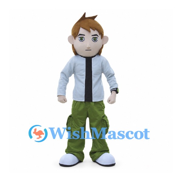 Boy Mascot Costume with Gray Jacket and Green Pants