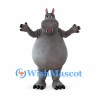 Hippo Mascot Costume in Gray with Round Belly and Small Pink Ears