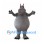 Hippo Mascot Costume in Gray with Round Belly and Small Pink Ears