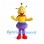 Alien Mascot Costume with Yellow Head Purple Pants and Red Cape