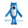 Wolf Mascot Costume in Blue with White Belly and Tail Tip