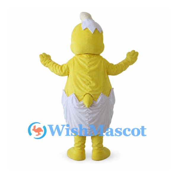 Hatching Chick Mascot Costume in Yellow with White Eggshell