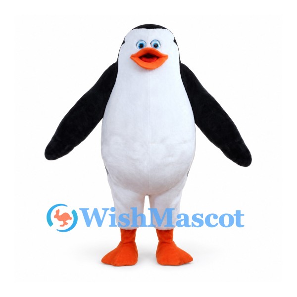 Penguin Mascot Costume in Black and White with Orange Beak and Feet