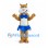 Cheerleader Cat Mascot Costume in Tan with Blue Skirt and Bow