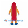 Sausage Mascot Costume in Red with Yellow Sleeves and Blue Shoes