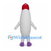 Rice Grain Mascot Costume in White with Red Cap and Purple Shoes