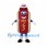 Hot Dog Mascot Costume with Striped Hat and Mustard Swirl
