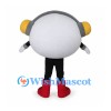 Music Character Mascot Costume with Round White Face and Yellow Headphones