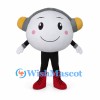 Music Character Mascot Costume with Round White Face and Yellow Headphones