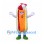 Hot Dog Mascot Costume with Red and White Cap and Green Shoes