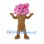 Ice Cream Cone Mascot Costume with Pink Scoop and Waffle Pattern Body
