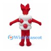 Shrimp Sushi Mascot Costume with Red Tail and White Rice Body