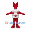 Shrimp Sushi Mascot Costume with Red Tail and White Rice Body
