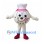 Chef Dumpling Mascot Costume with White Hat and Pink Trim