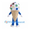 Ice Cream Cone Mascot Costume with Colorful Sprinkles and Clown Face