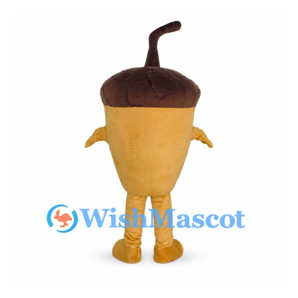Acorn Mascot Costume with Brown Cap and Long Stem