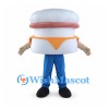 Sandwich Mascot Costume with White Bun Orange Filling and Blue Pants