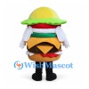 Cheeseburger Mascot Costume with Layered Fillings and Yellow Cap