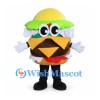 Cheeseburger Mascot Costume with Layered Fillings and Yellow Cap
