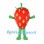 Strawberry Mascot Costume in Red with Yellow Seeds and Green Limbs