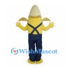 Banana Mascot Costume with Peeled Top and Blue Overalls