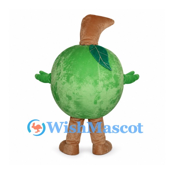 Coconut Mascot Costume in Green with Brown Stem and Brown Boots