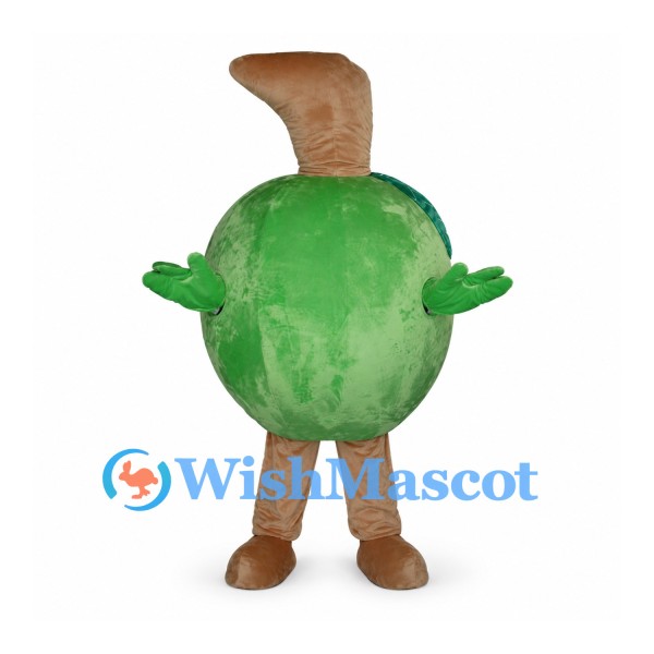 Coconut Mascot Costume in Green with Brown Stem and Brown Boots
