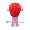 Strawberry Girl Mascot Costume with Red Fruit Body and Pink Bow