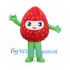 Strawberry Girl Mascot Costume with Red Fruit Body and Green Limbs