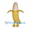 Banana Mascot Costume with Peeled Yellow Skin and Smiling Face