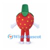 Strawberry Mascot Costume with Green Leaf Top and White Gloves