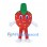 Strawberry Mascot Costume with Green Leaf Top and White Gloves