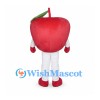 Apple Mascot Costume in Red with Green Leaf and White Pants