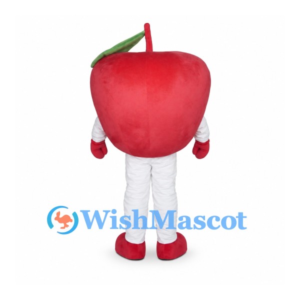 Apple Mascot Costume in Red with Green Leaf and White Pants