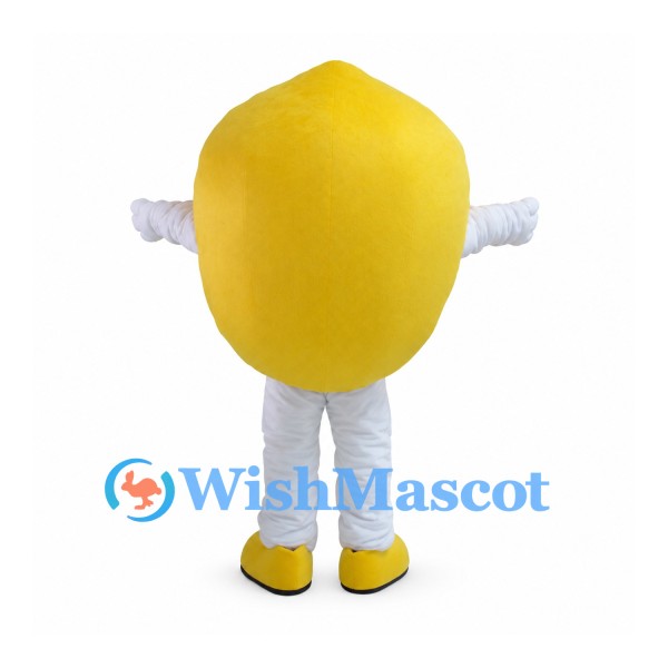 Lemon Mascot Costume in Yellow with White Gloves and Pants