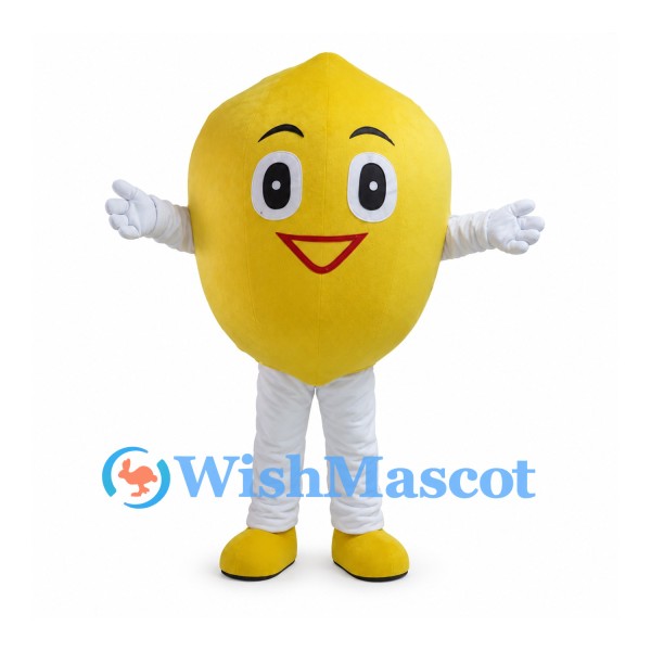 Lemon Mascot Costume in Yellow with White Gloves and Pants