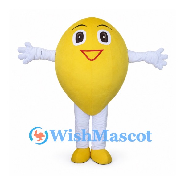 Lemon Mascot Costume with Smooth Yellow Body and White Pants
