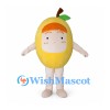 Mango Mascot Costume with Yellow Fruit Body and Cartoon Child Face