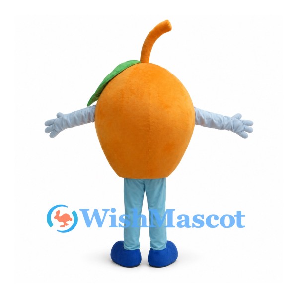 Orange Mascot Costume with Green Leaf and Blue Legs