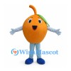 Orange Mascot Costume with Green Leaf and Blue Legs