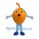 Orange Mascot Costume with Green Leaf and Blue Legs