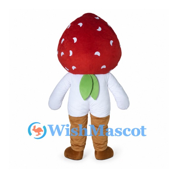 Strawberry Boy Mascot Costume with White Shirt and Brown Pants