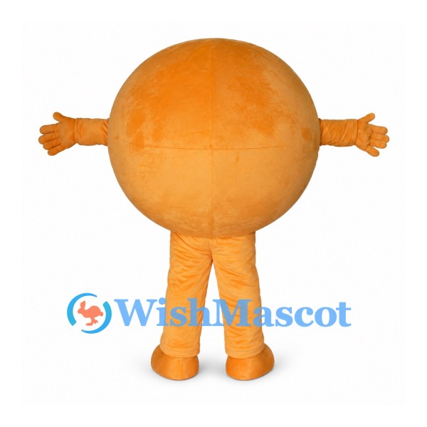 Orange Mascot Costume with Round Body and Wide Smiling Mouth