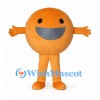 Orange Mascot Costume with Round Body and Wide Smiling Mouth