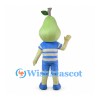 Pear Mascot Costume with Blue Striped Shirt and Shorts