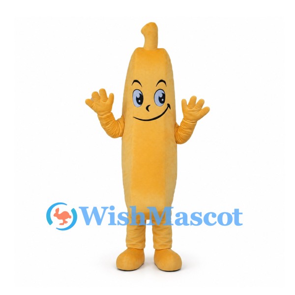 Banana Mascot Costume in Yellow with Smiling Face and Matching Legs