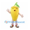 Mango Mascot Costume with Yellow Fruit Body and Floral Headband